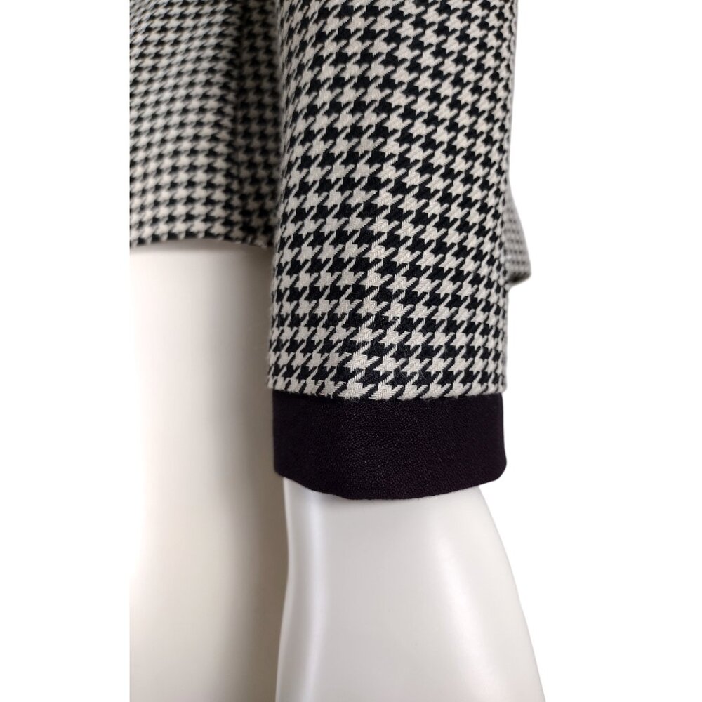 Vintage 1980s Black and Tan Houndstooth Tailored Button Down Jacket 4P - Picture 9 of 11